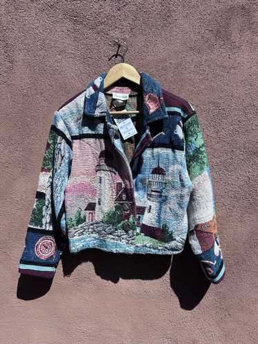 Cropped Tapestry Lighthouse Jacket - Cotton - Smal