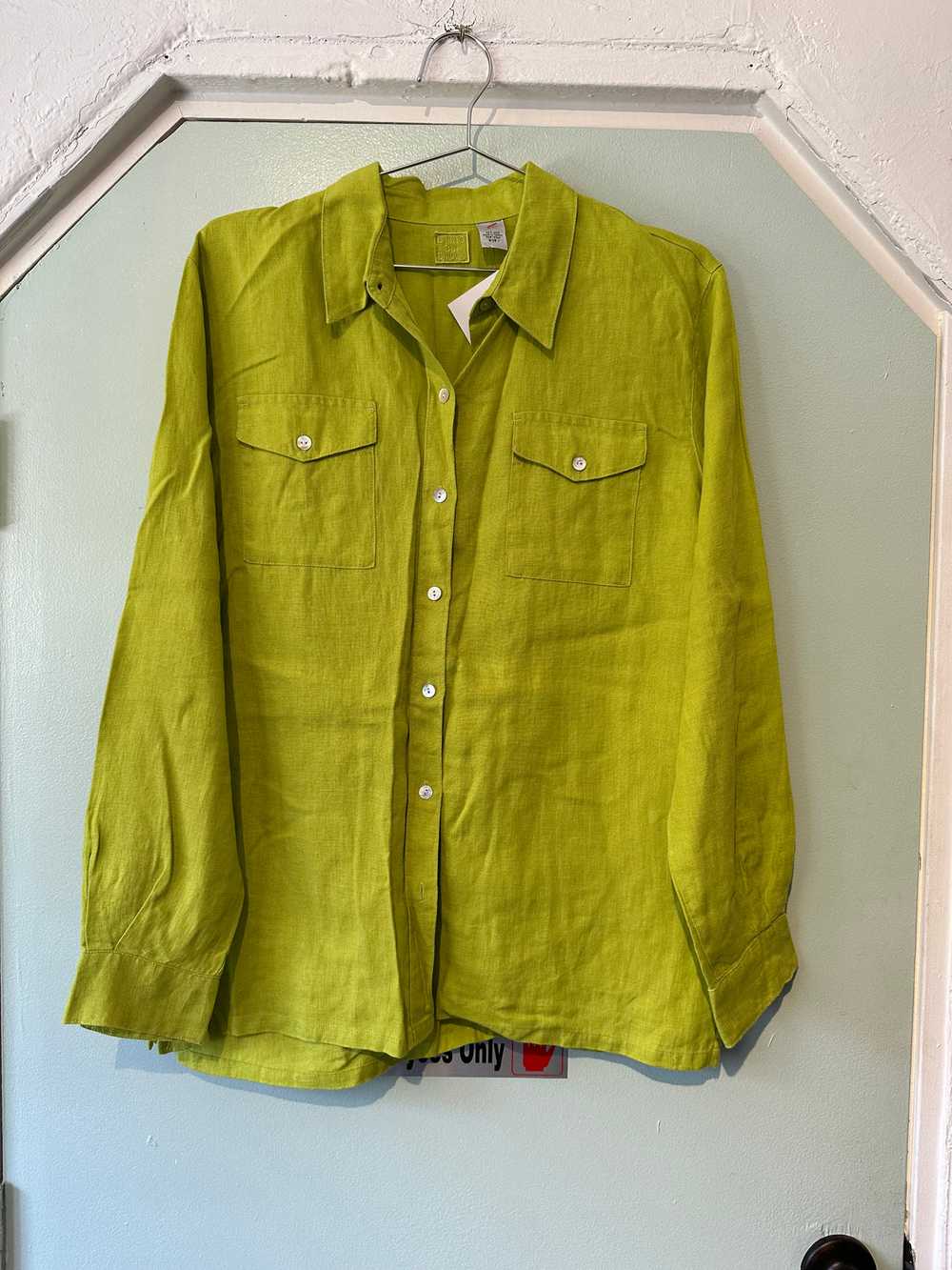 Lime Green Linen Shirt - Lino by Chicos - Gem