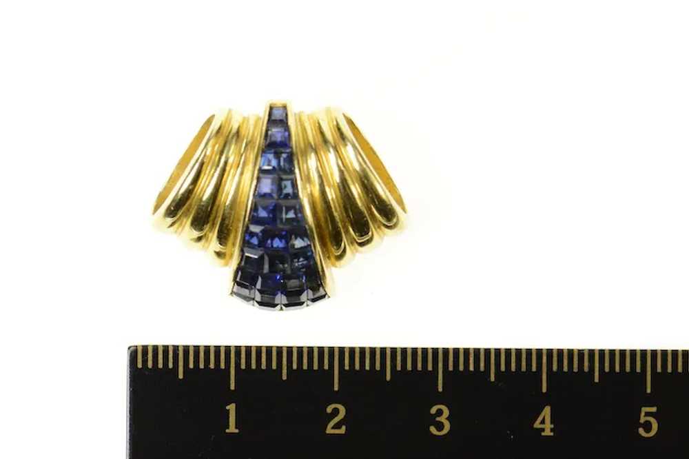 18K Princess Sapphire Cluster Ornate Slide Pendan… - image 4