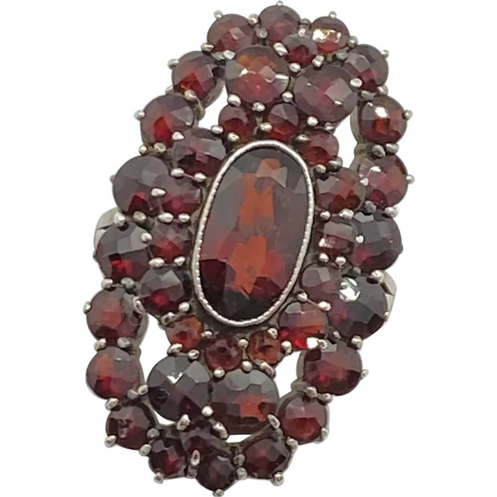 Bohemian Garnet Vintage Statement Ring Sterling S… - image 1