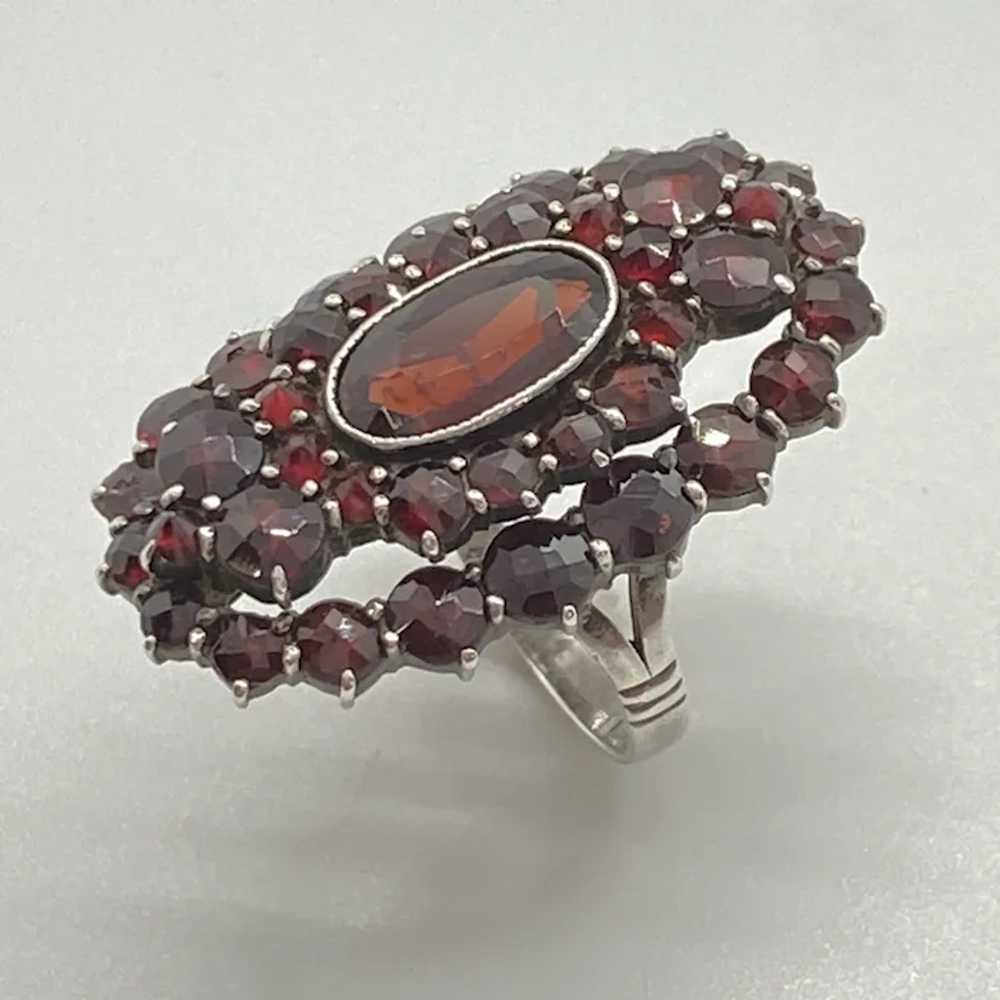 Bohemian Garnet Vintage Statement Ring Sterling S… - image 2