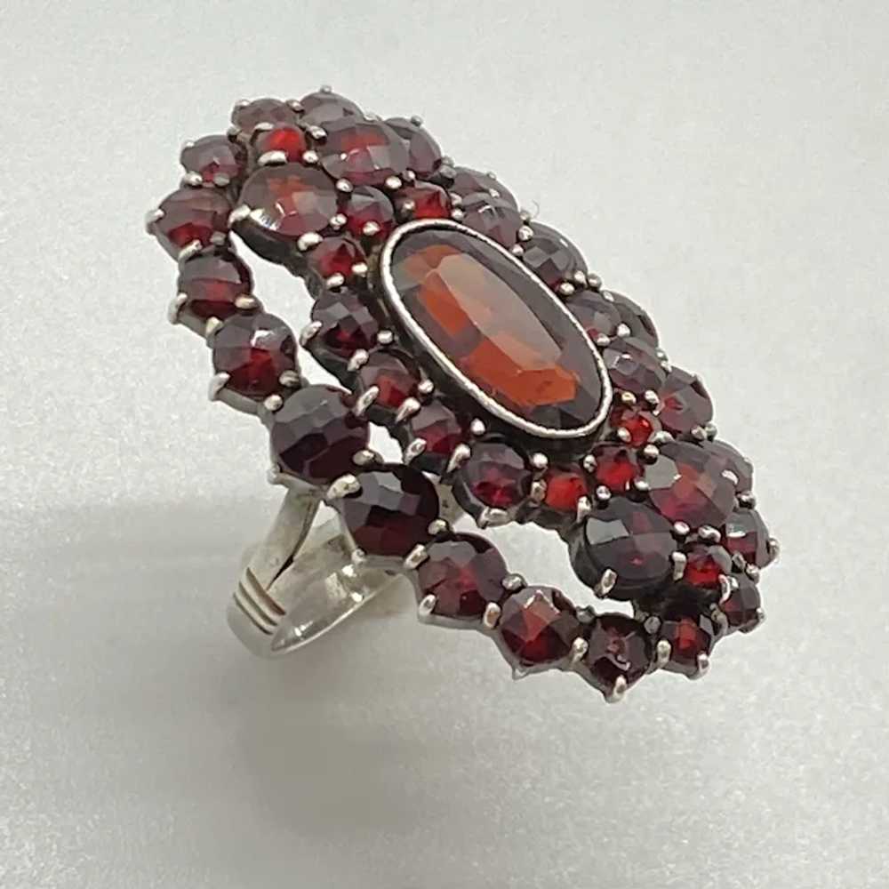 Bohemian Garnet Vintage Statement Ring Sterling S… - image 3