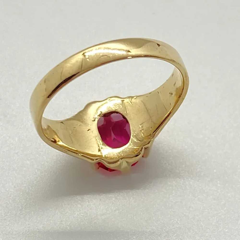 Edwardian Era Floral Detail Solitaire Ring Ruby 3… - image 5