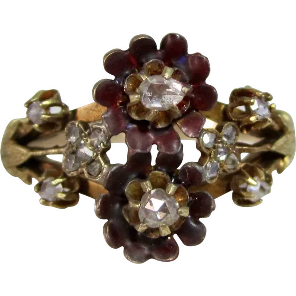 Antique Victorian Floral Diamond Ring 14K - image 1