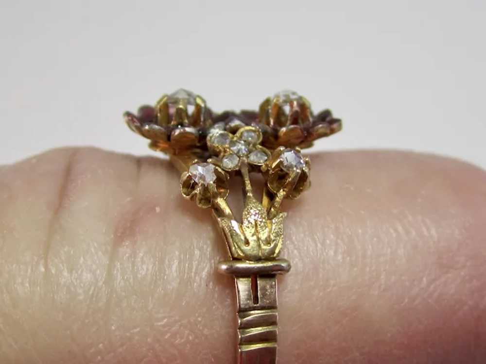 Antique Victorian Floral Diamond Ring 14K - image 4