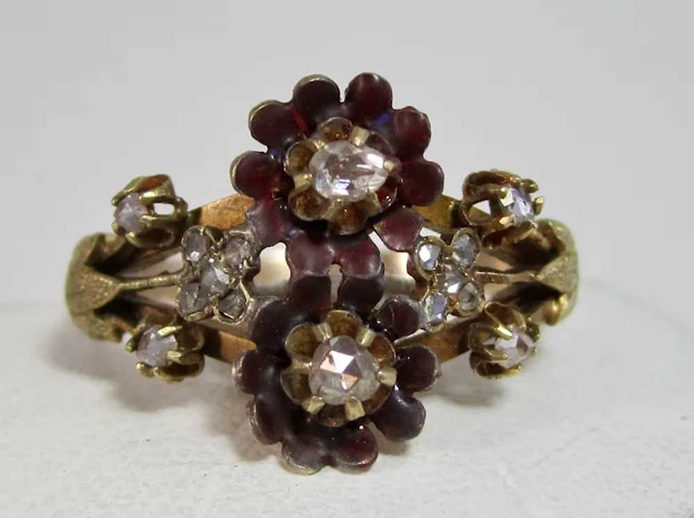 Antique Victorian Floral Diamond Ring 14K - image 5