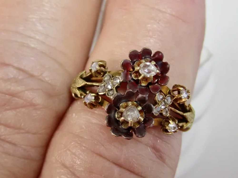 Antique Victorian Floral Diamond Ring 14K - image 6