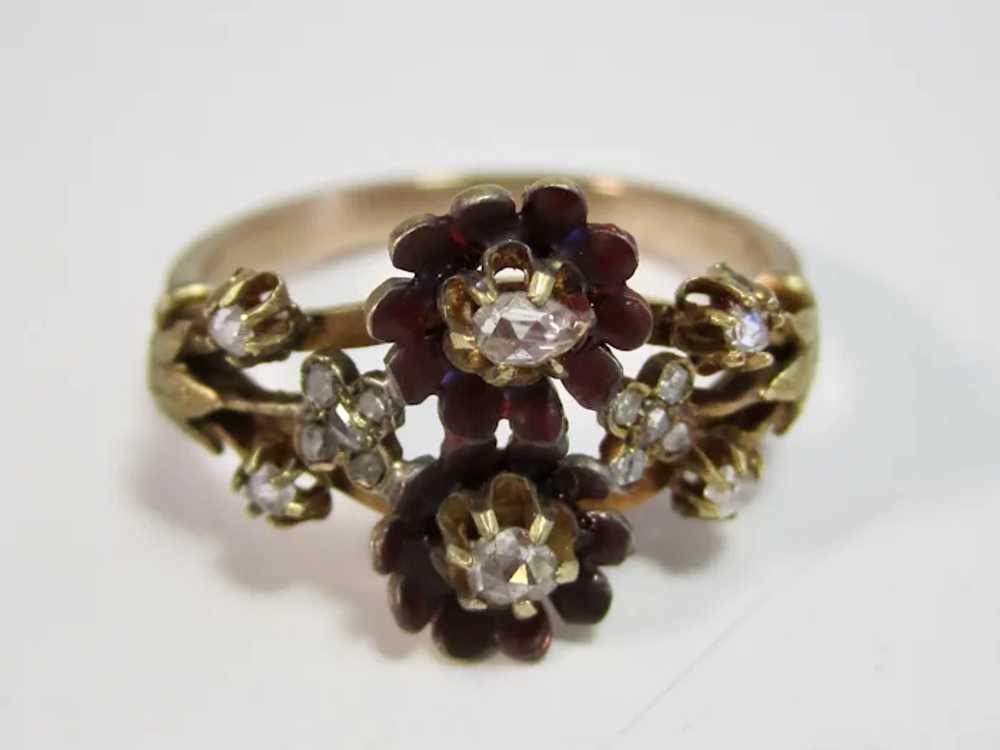 Antique Victorian Floral Diamond Ring 14K - image 7