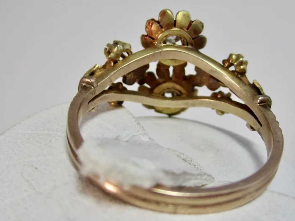 Antique Victorian Floral Diamond Ring 14K - image 8