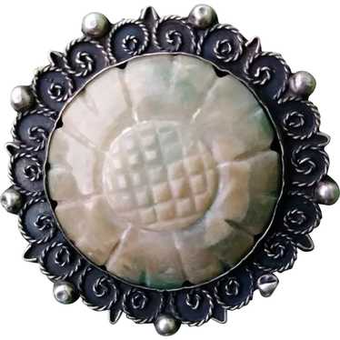 1940s Mexican Jade Statement Brooch