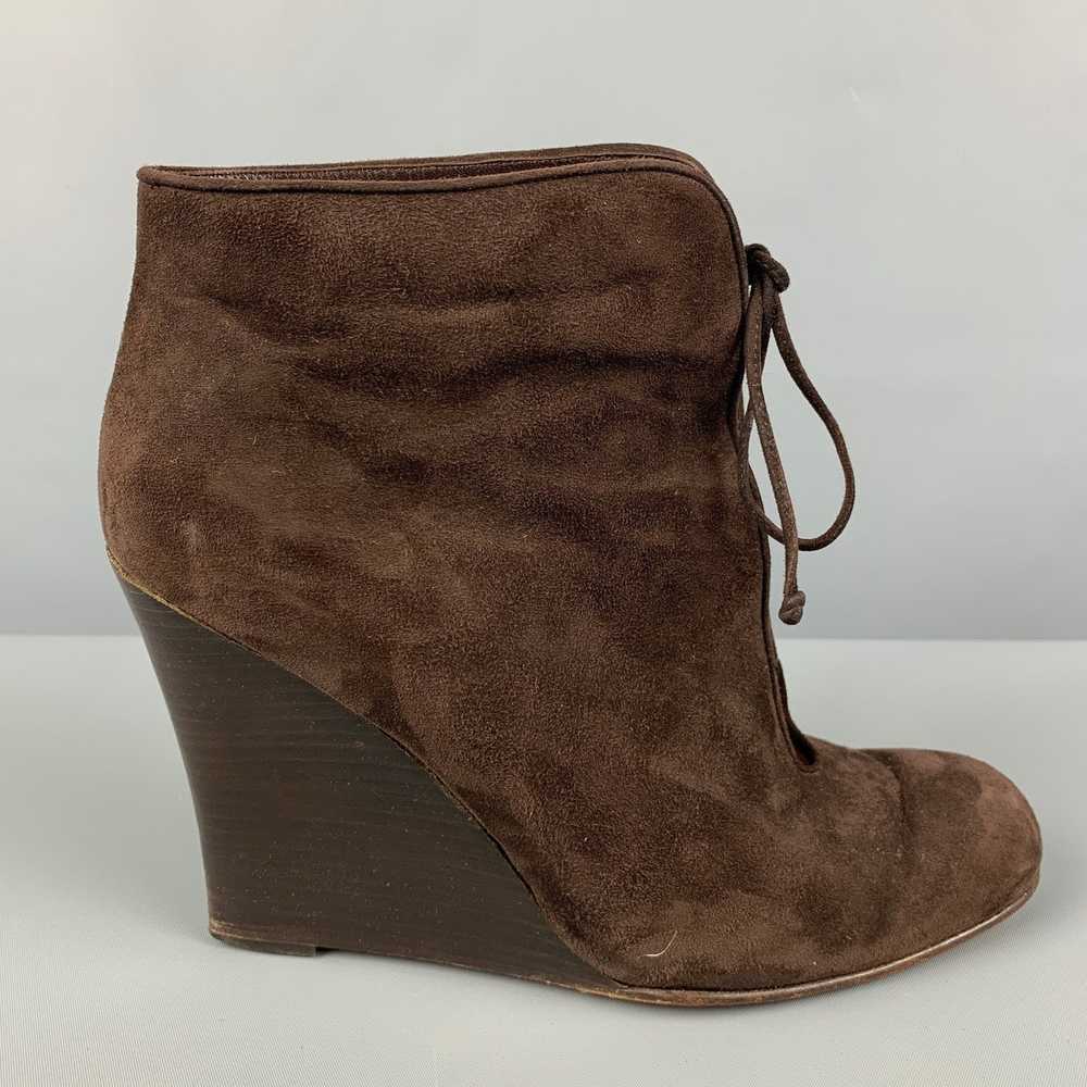 Christian Louboutin Brown Suede Wedge Boots - image 1
