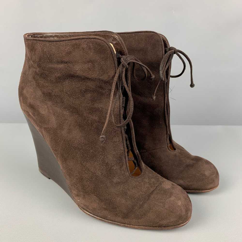 Christian Louboutin Brown Suede Wedge Boots - image 2