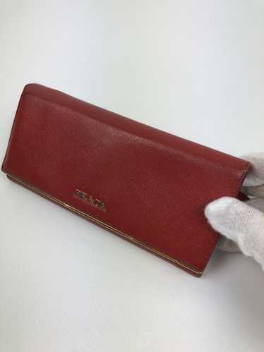 Prada Prada milano red leather long wallet