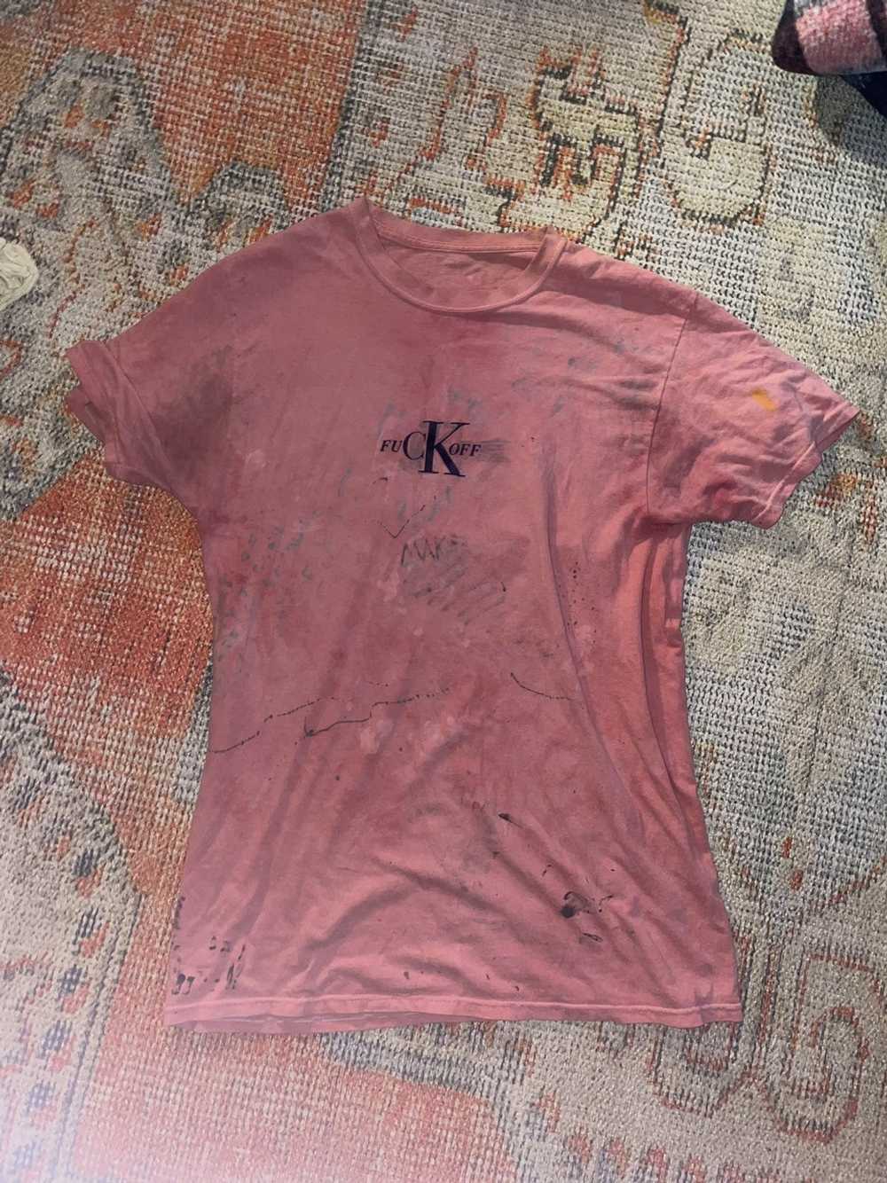 Handmade Unique Fuck Off flocked tee - image 1