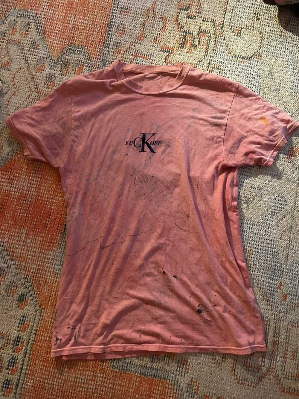 Handmade Unique Fuck Off flocked tee - image 2