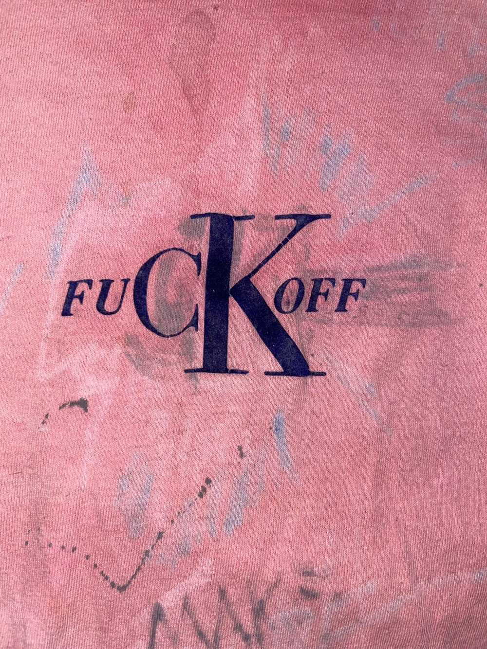 Handmade Unique Fuck Off flocked tee - image 3