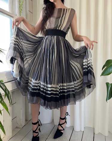 50s Galanos Striped Silk Dress - image 1
