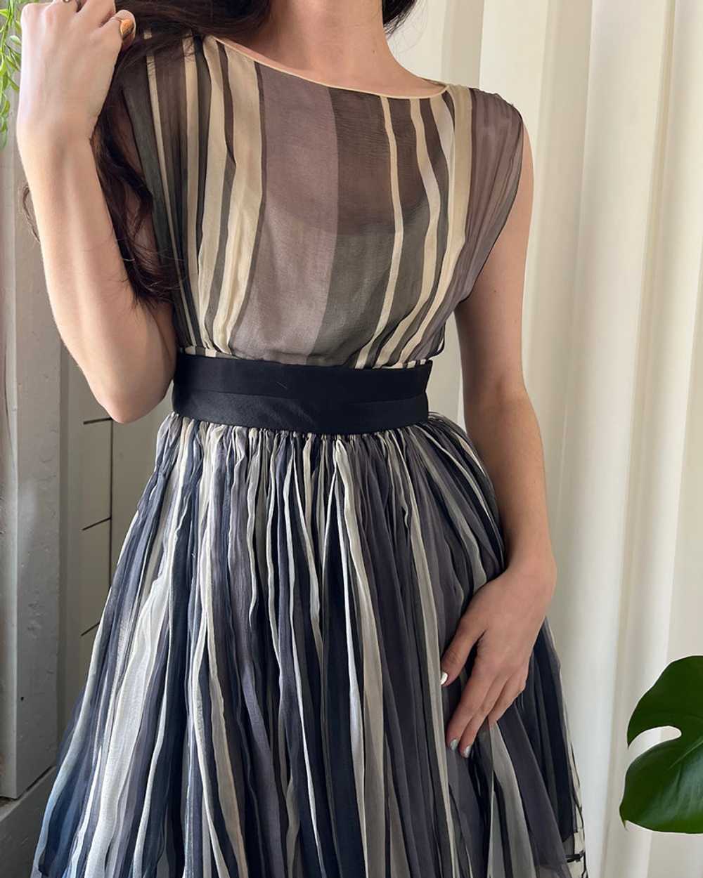 50s Galanos Striped Silk Dress - image 4