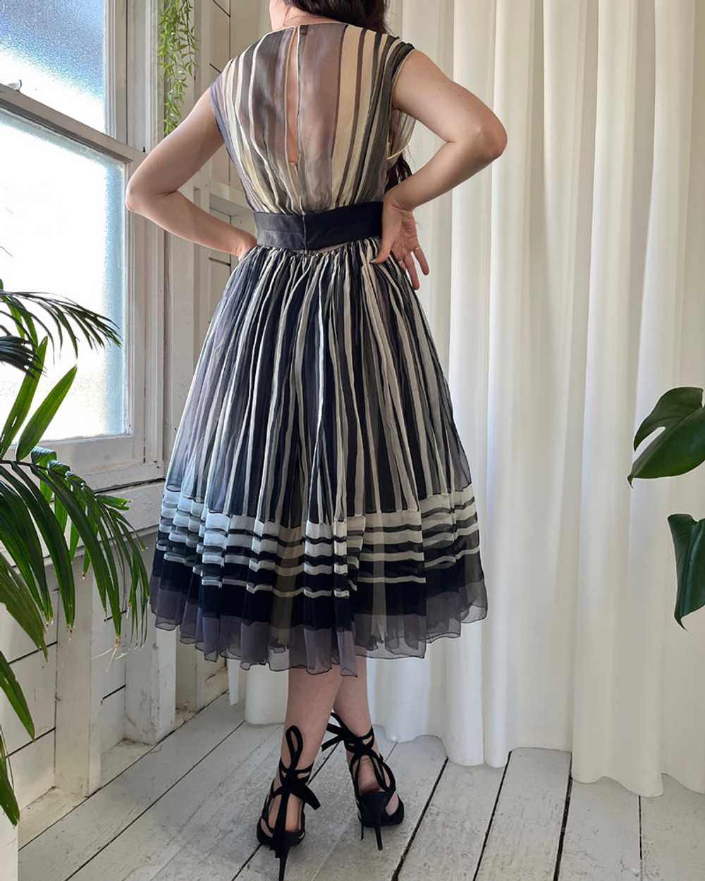 50s Galanos Striped Silk Dress - image 6