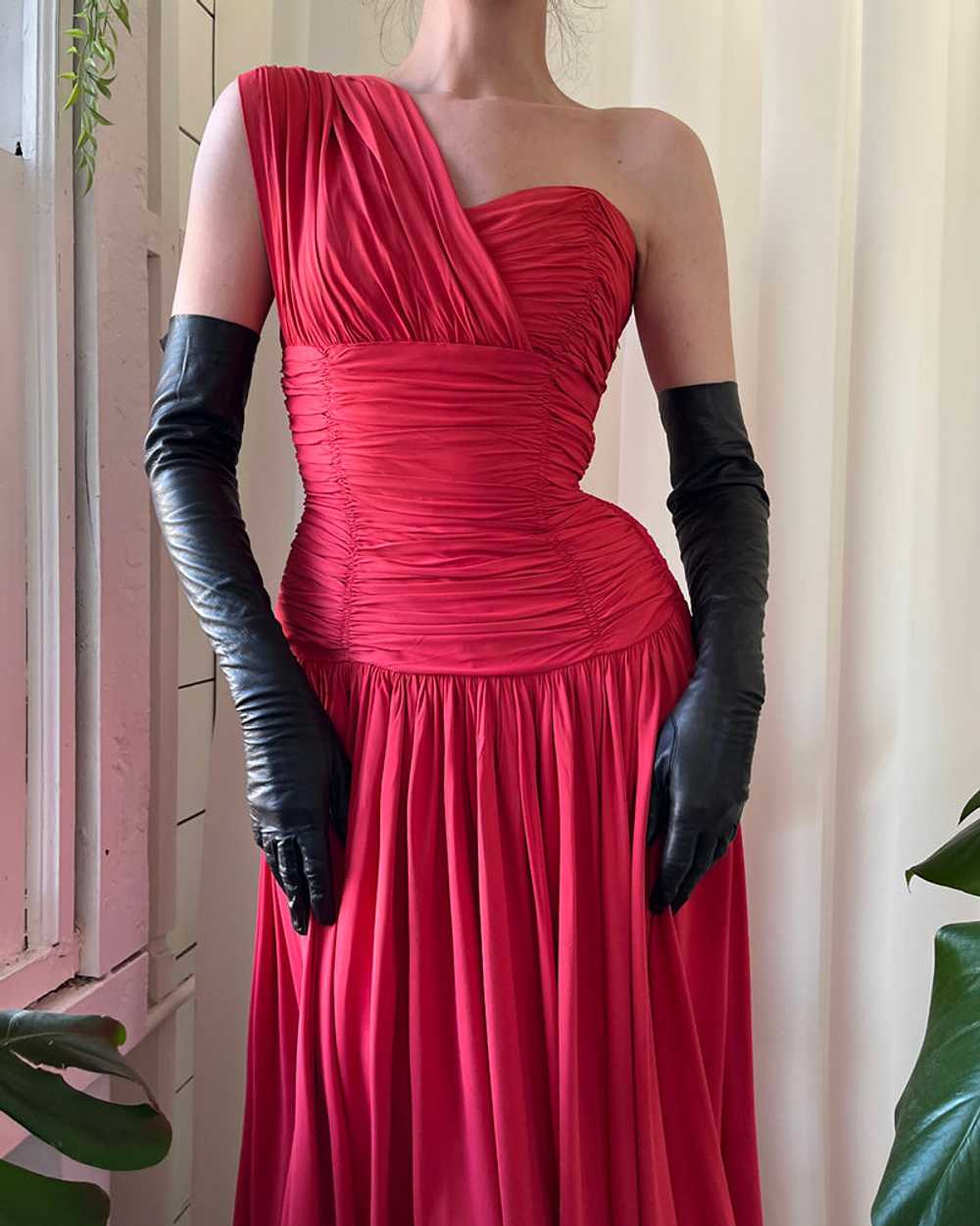 50s One Shoulder Jersey Gown - image 1