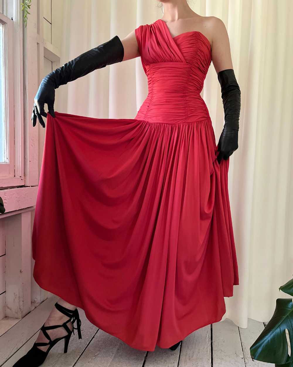 50s One Shoulder Jersey Gown - image 2