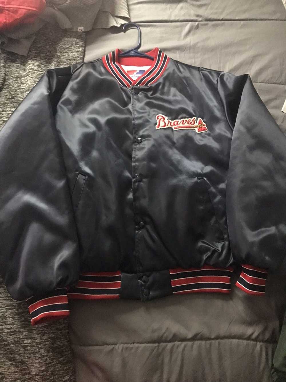 Vintage Atlanta Braves Satin Jacket. Size XL. $80. Available in Store and  on Website 😎