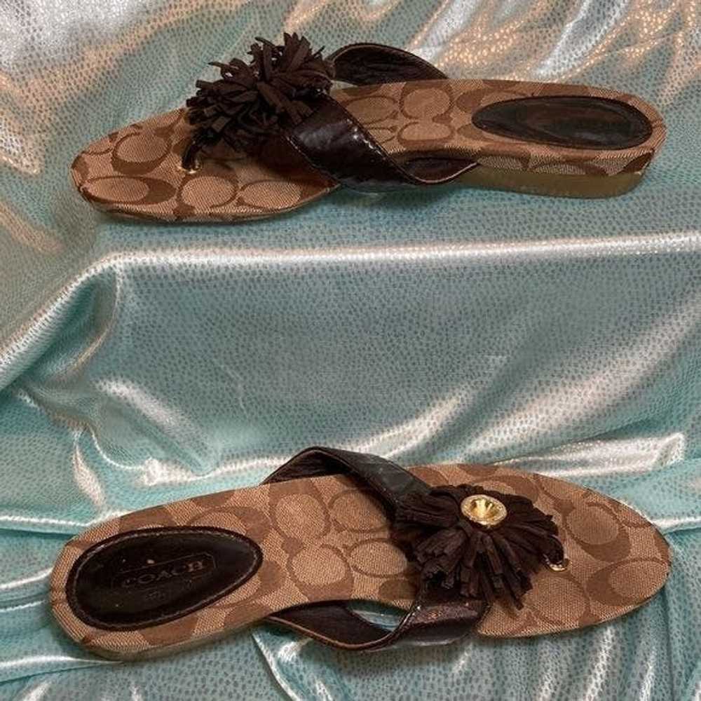 Coach Coach Brown Tassels Flats Sandals Beige Siz… - image 2