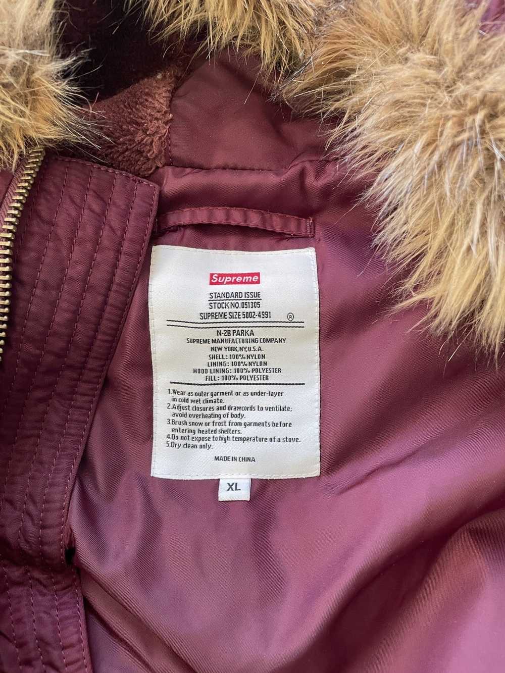 Supreme Supreme Burgundy Faux Fur Satin Parka Mil… - image 2