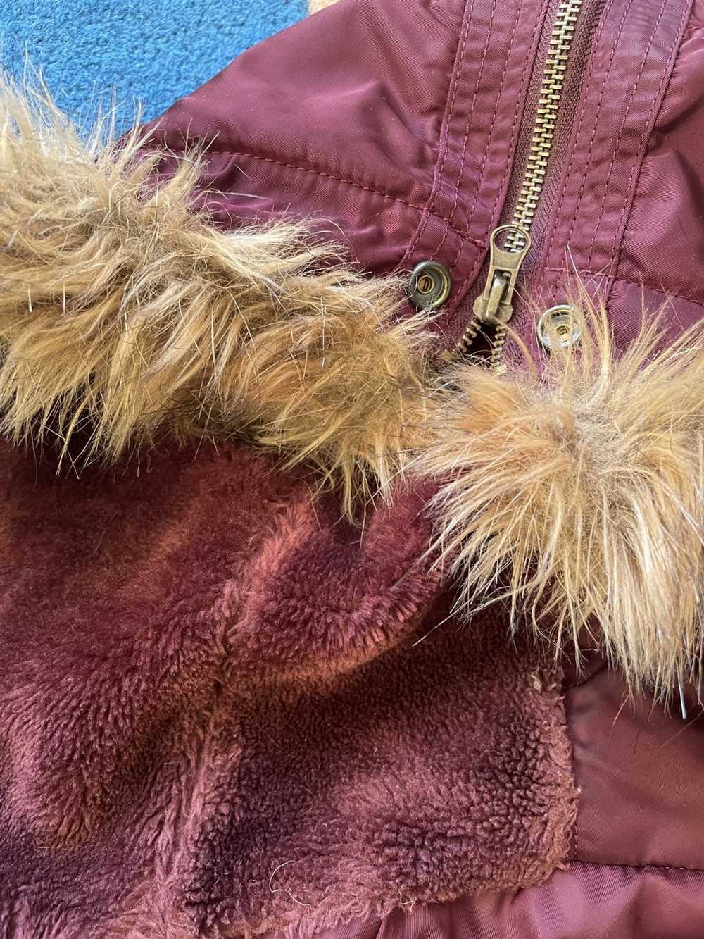 Supreme Supreme Burgundy Faux Fur Satin Parka Mil… - image 3