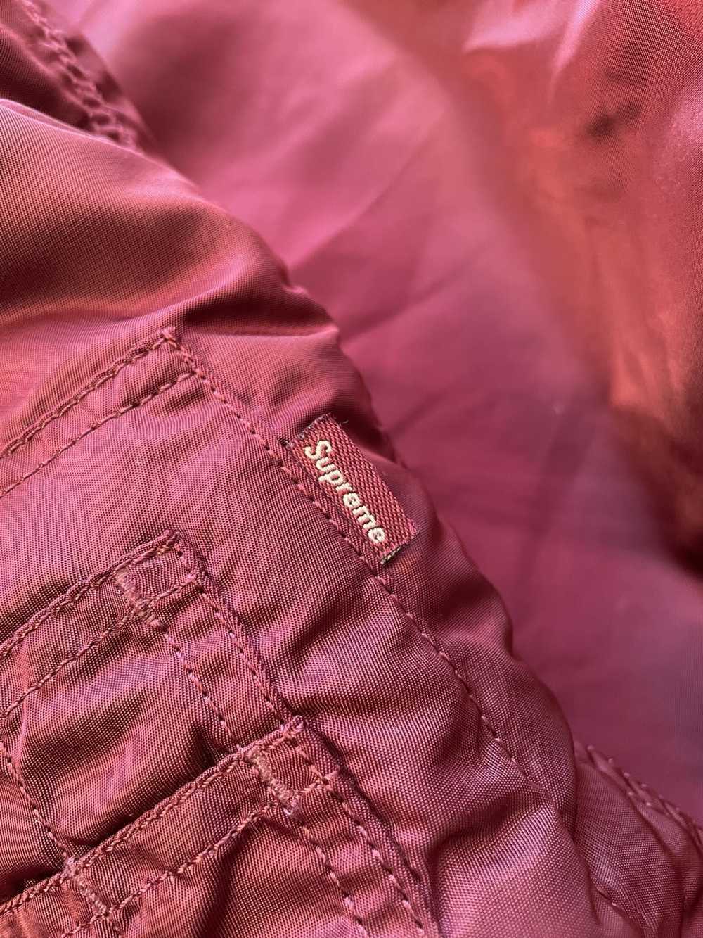 Supreme Supreme Burgundy Faux Fur Satin Parka Mil… - image 5