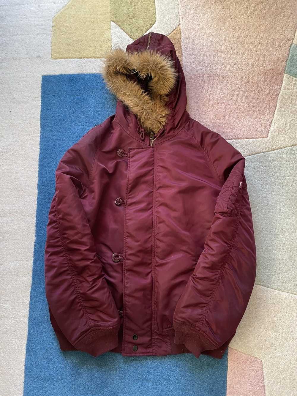 Supreme Supreme Burgundy Faux Fur Satin Parka Mil… - image 9