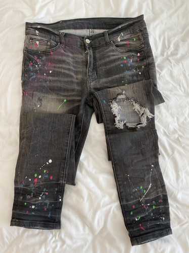 MNML MNML Grey Ripped Paint Platter Jeans