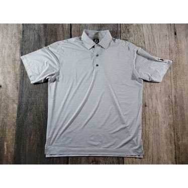 Footjoy Footjoy Golf Polo Mens White Grey Striped… - image 1