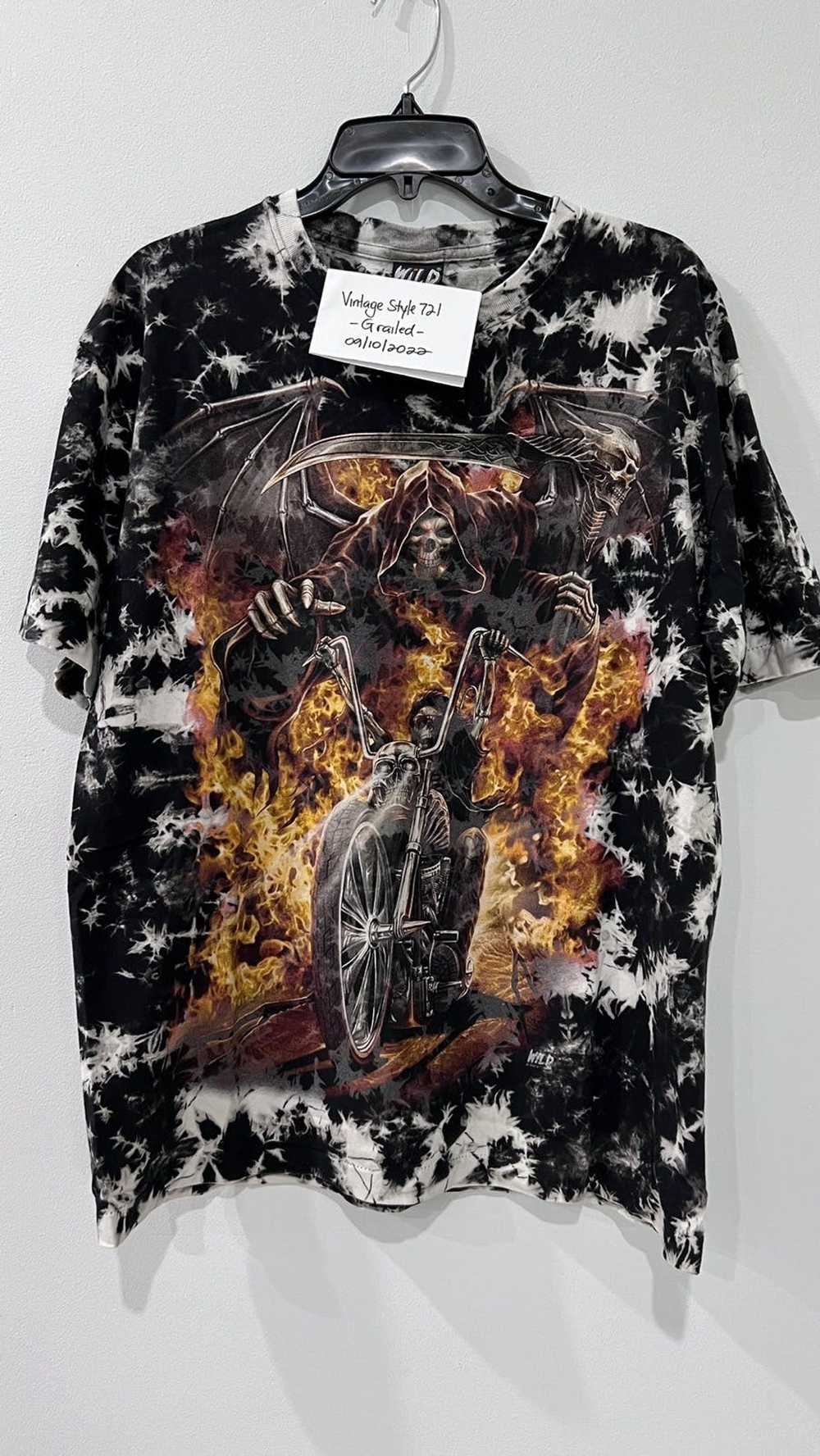 Skulls × Vintage Skull in a Motorcycle Tie Dye Gl… - image 1