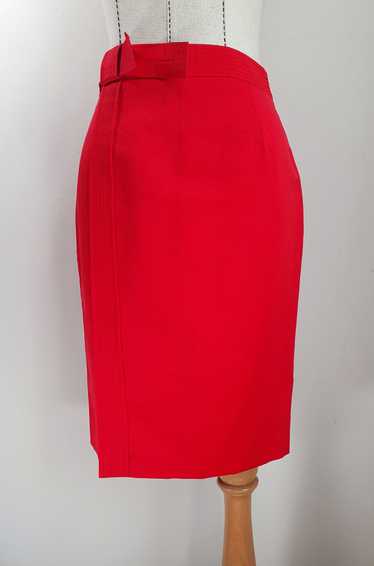 Carolina Herrera Red Linen Cotton Skirt