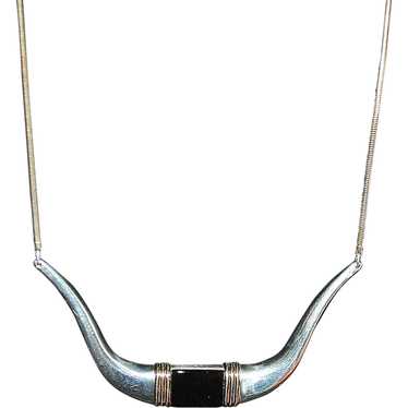 Large Sterling Silver and Black Onyx Necklace