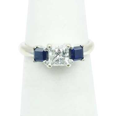 18K White Gold Sapphire & .51 CTW Diamond Ring
