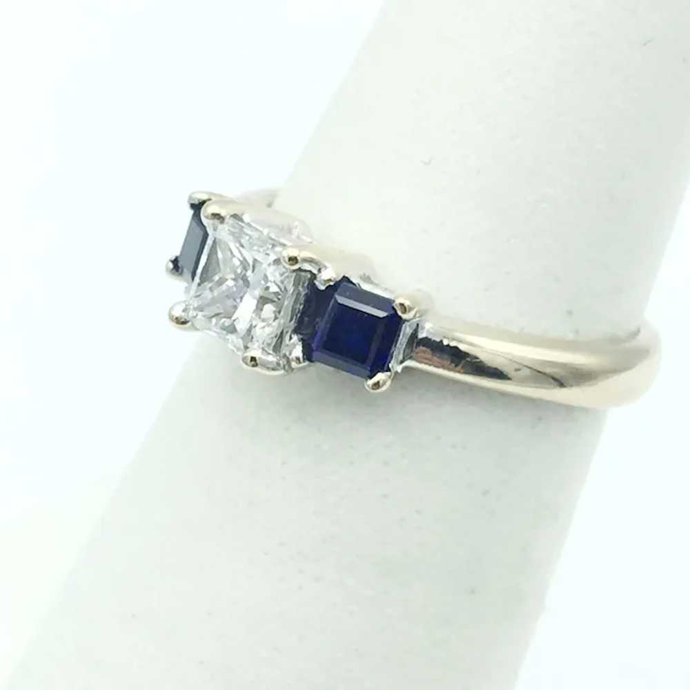 18K White Gold Sapphire & .51 CTW Diamond Ring - image 2