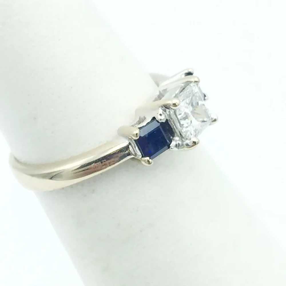 18K White Gold Sapphire & .51 CTW Diamond Ring - image 3