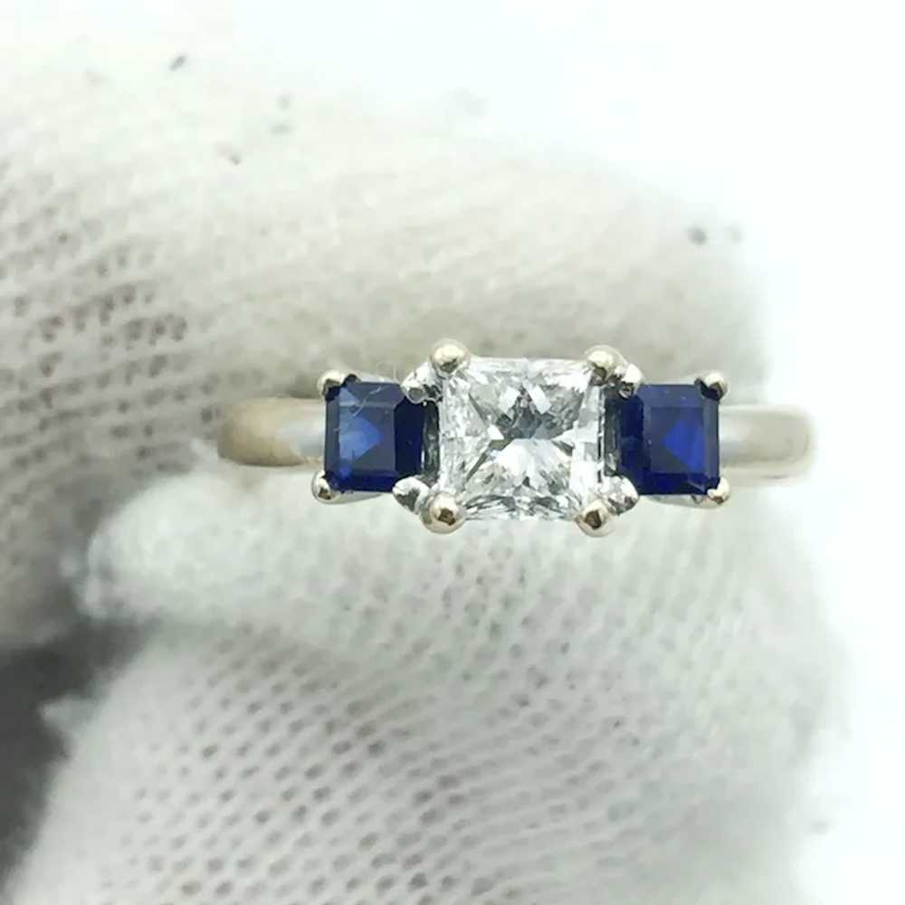 18K White Gold Sapphire & .51 CTW Diamond Ring - image 5