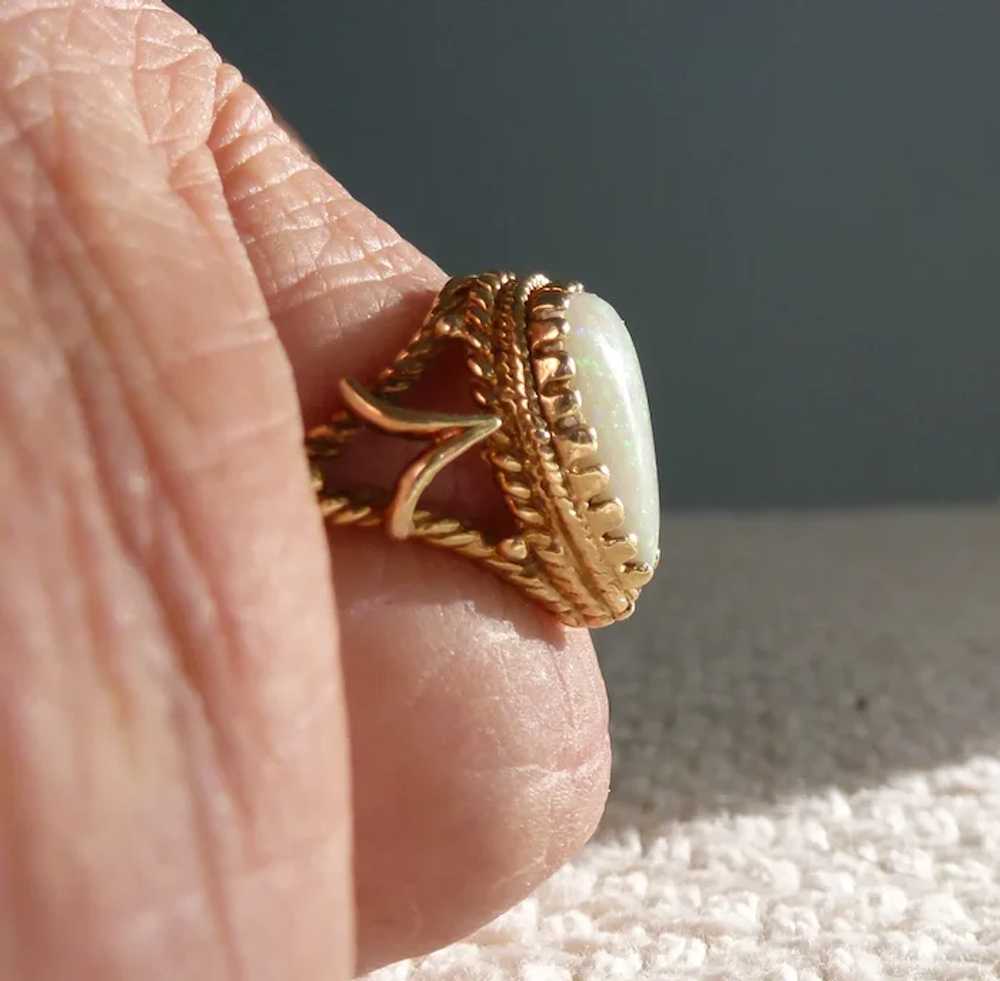 14k Large Teardrop Opal Ring - image 12