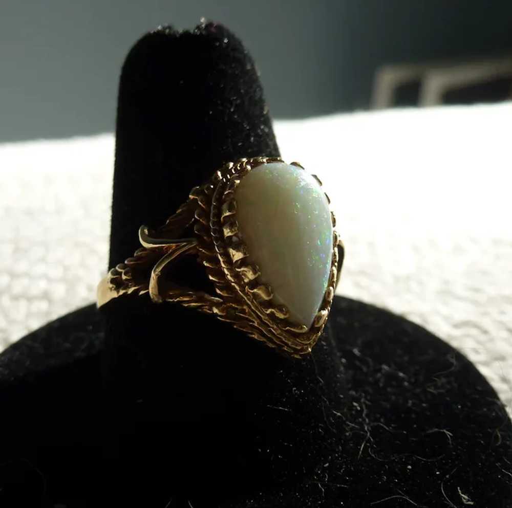 14k Large Teardrop Opal Ring - image 2