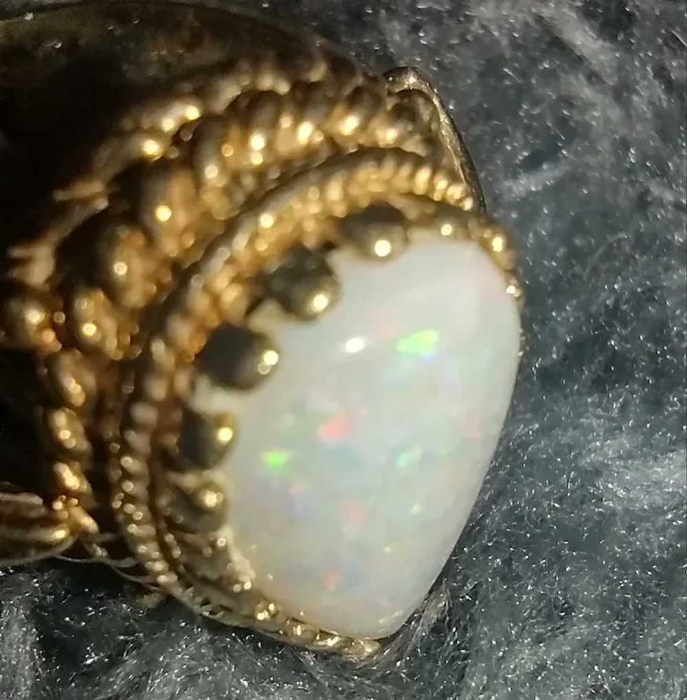 14k Large Teardrop Opal Ring - image 7