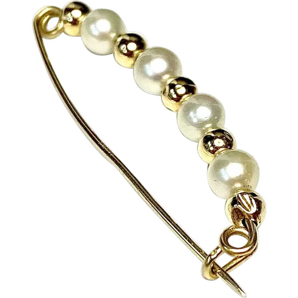 14k Gold and Cultured Pearl Shortener - image 1