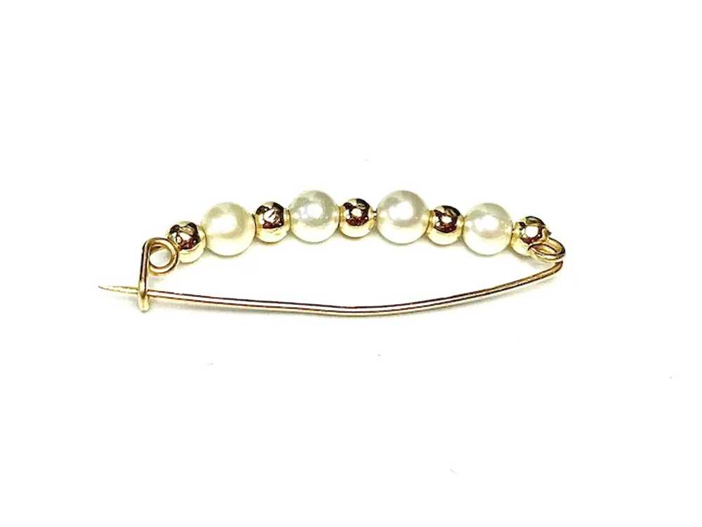 14k Gold and Cultured Pearl Shortener - image 2