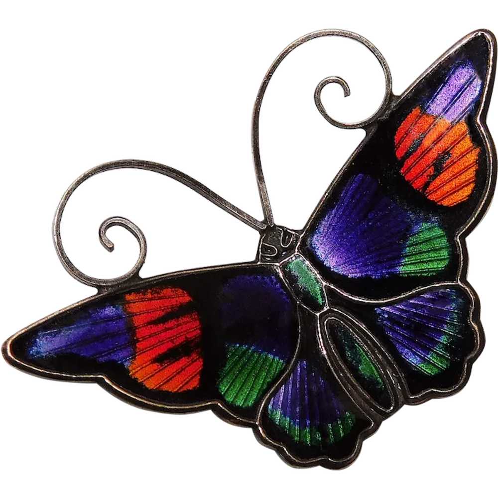 Fabulous DAVID ANDERSEN Butterfly Sterling Enamel… - image 1