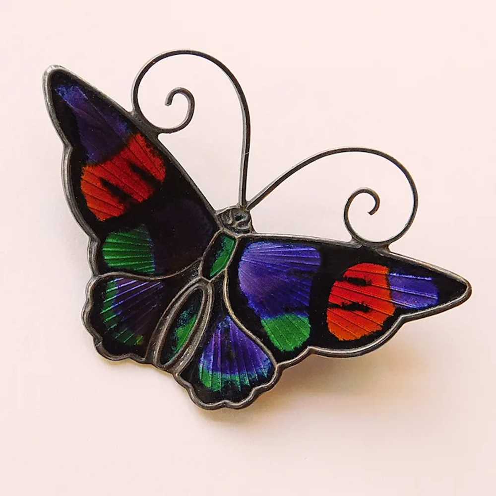 Fabulous DAVID ANDERSEN Butterfly Sterling Enamel… - image 2