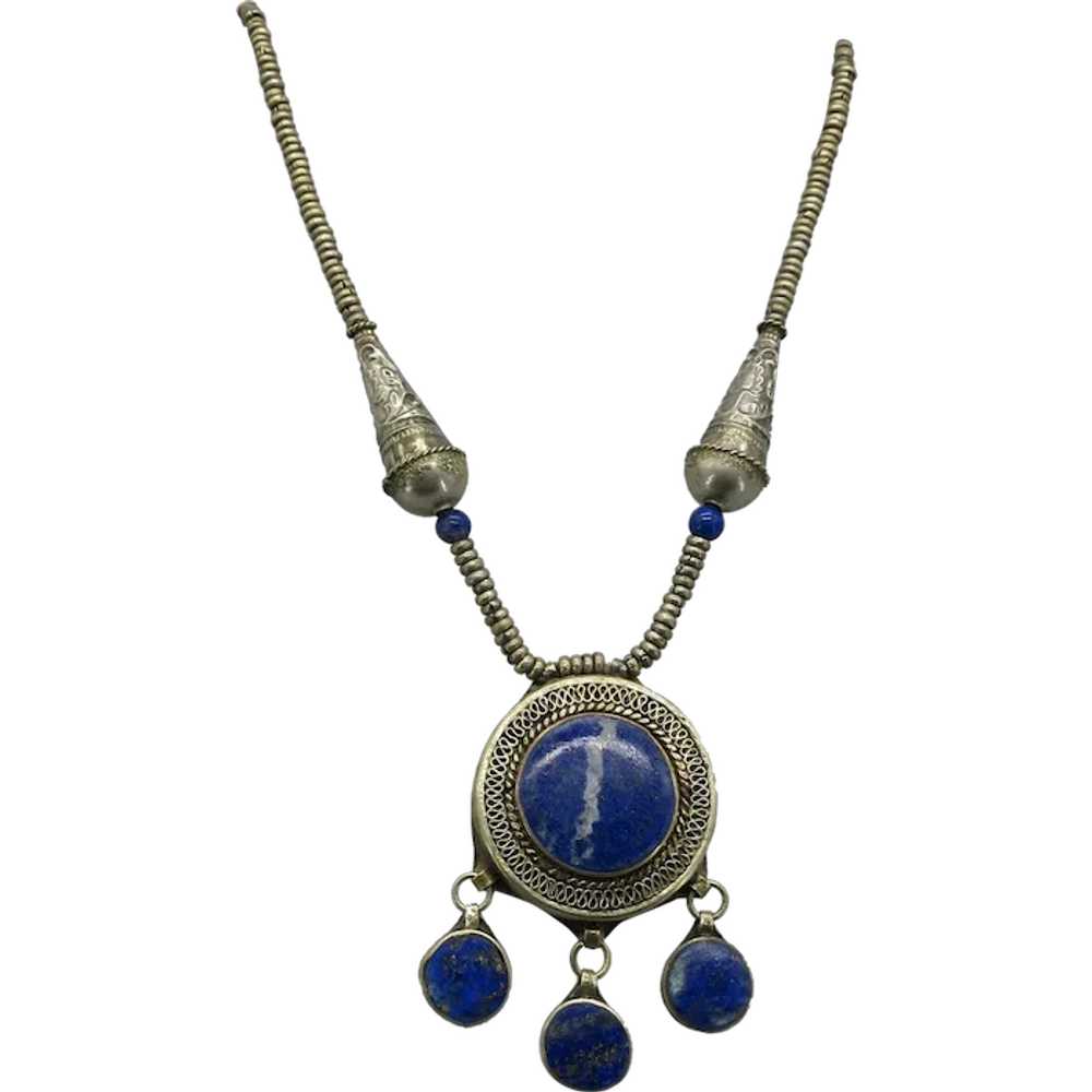 VINTAGE   Tribal Lapis Lazuli Necklace - image 1