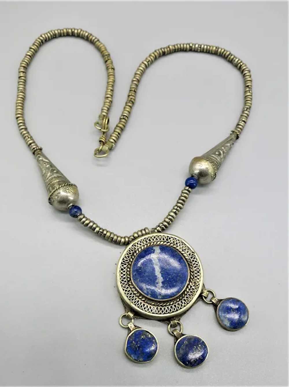 VINTAGE   Tribal Lapis Lazuli Necklace - image 2