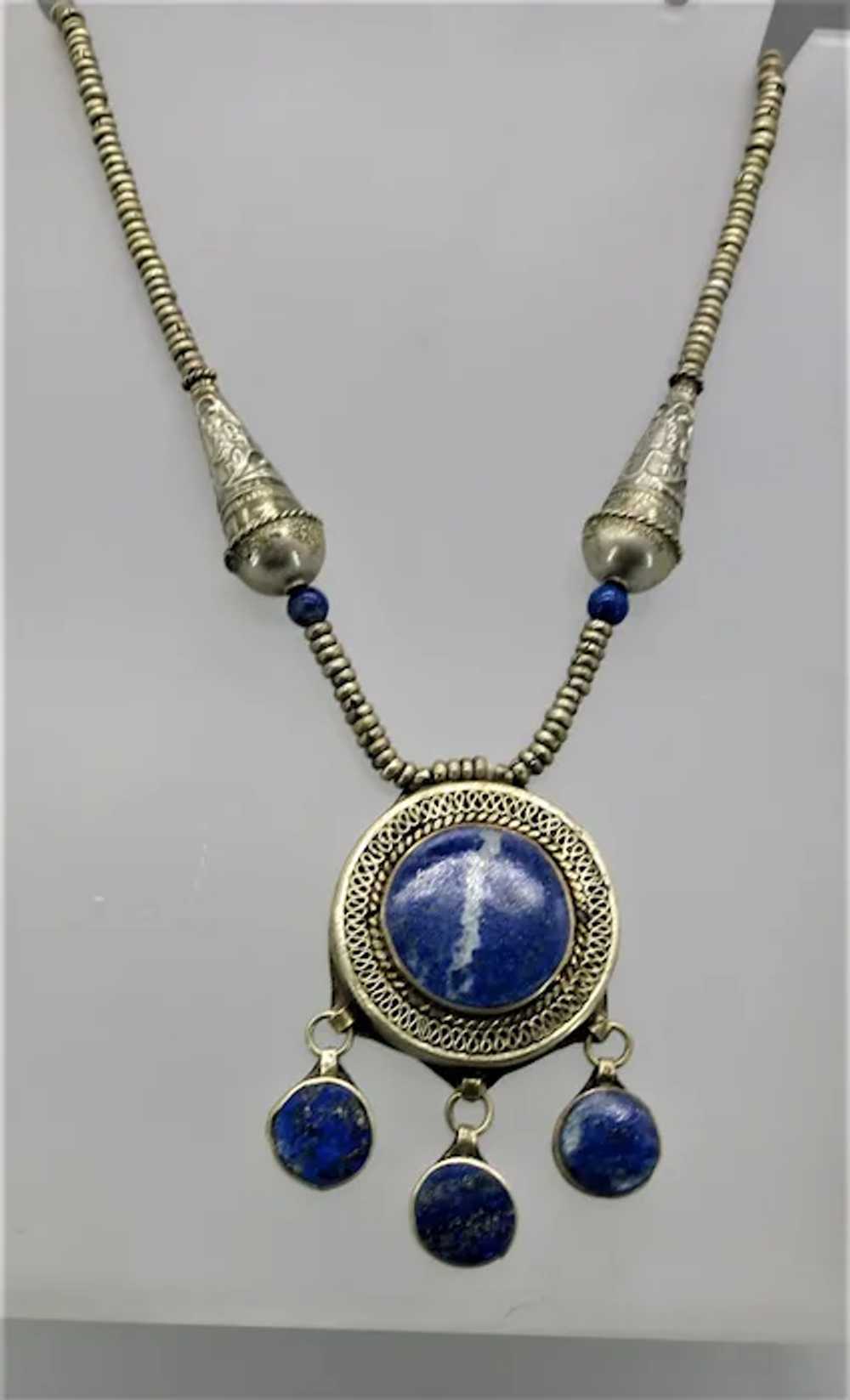 VINTAGE   Tribal Lapis Lazuli Necklace - image 3